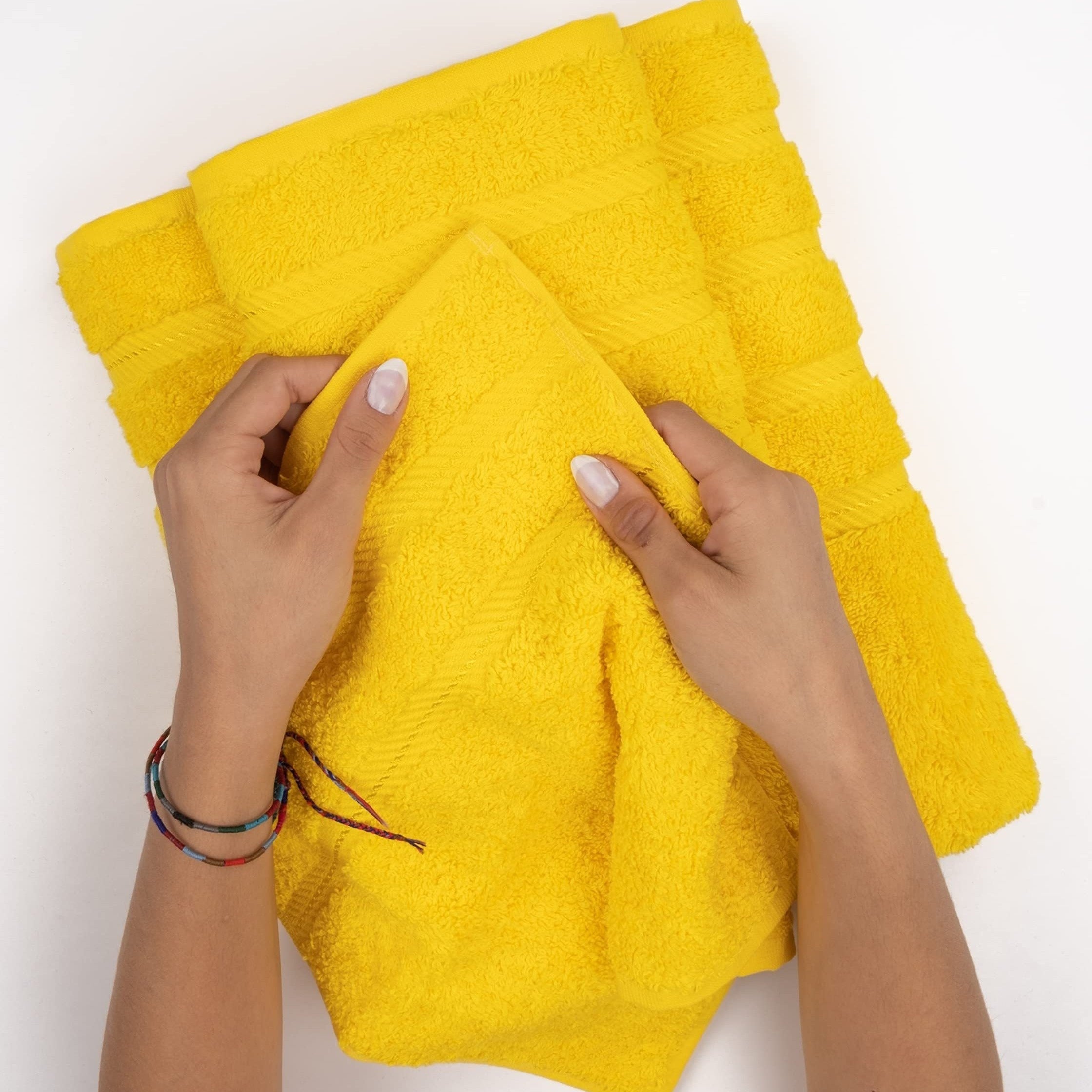 6-to'plam paxta sochiq to'plami, vannaxonali qo'l sochiqlari, bir rangli, hammom, uy, sayohat uchun