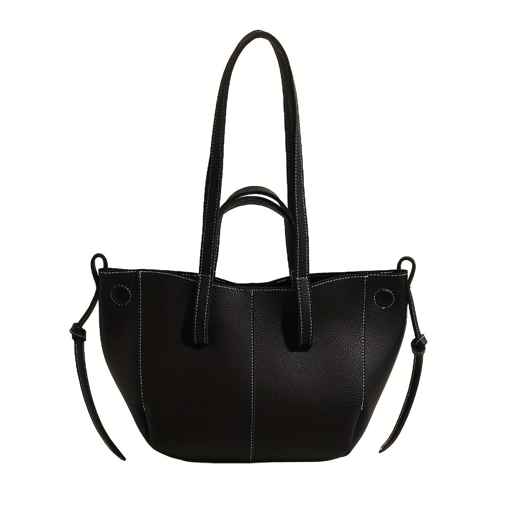 Women's Autumn PU Tote Bag with Magnetic Closure Black