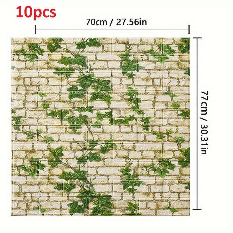 10pcs 70cmX77cm 3D Brick Wall Panels Self-Adhesive Waterproof for Home Decor