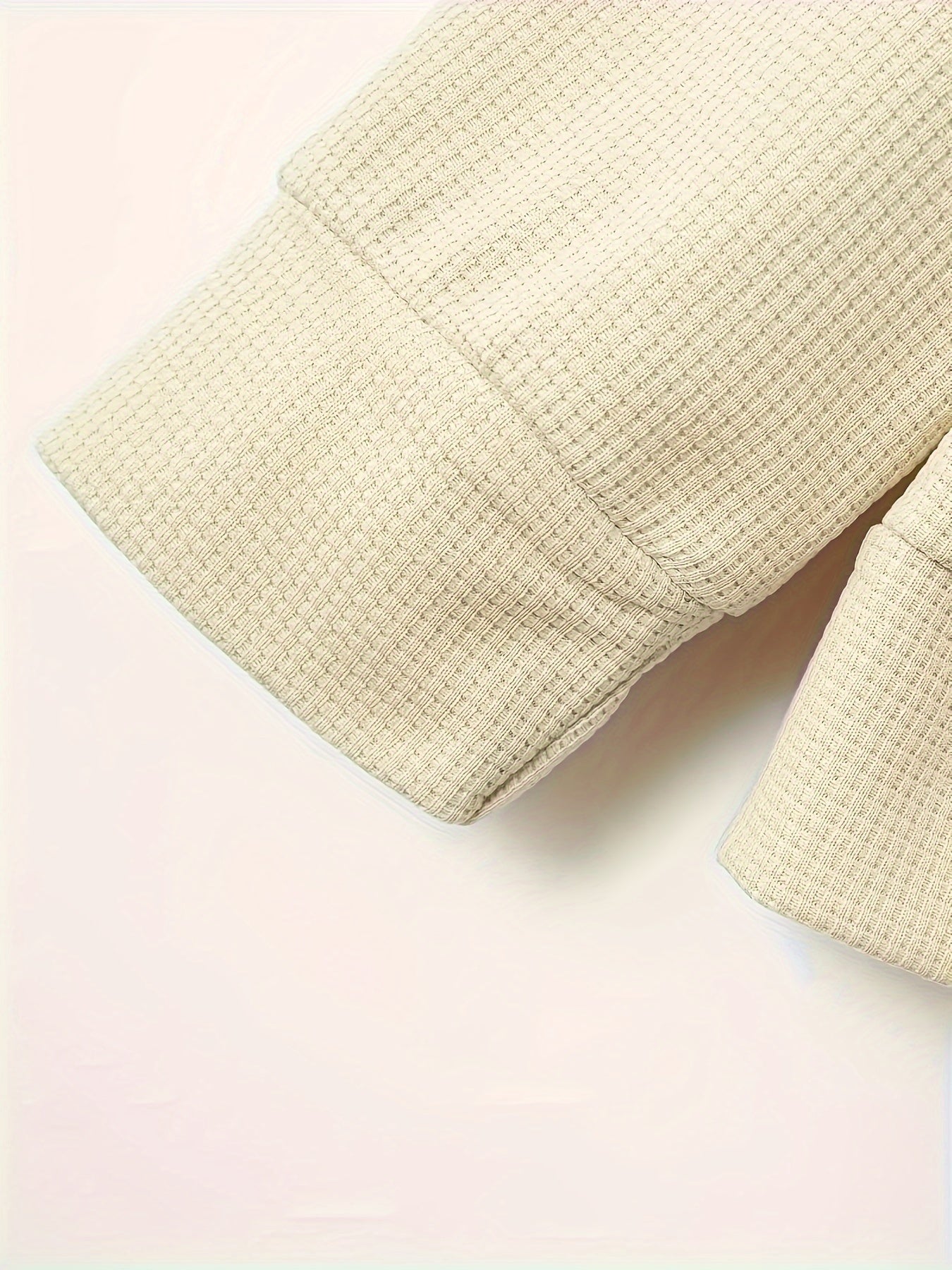 Men's Beige Waffle Knit Tracksuit Set Full-Zip Jacket and Jogging Pants Polyester Spandex