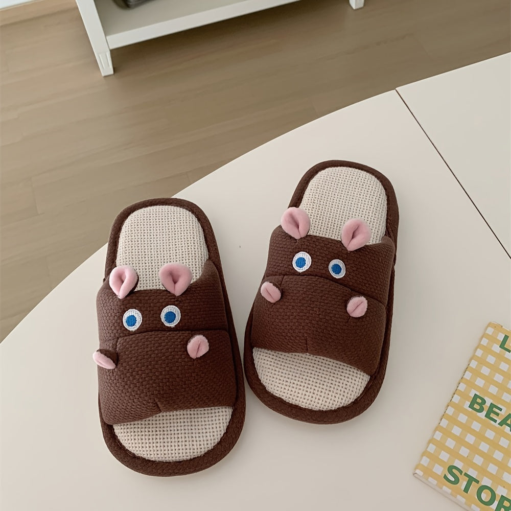 Uniseks linen shippirlari yumshoq taglikli ichki uy poyabzalari chiroyli hamster dizayni