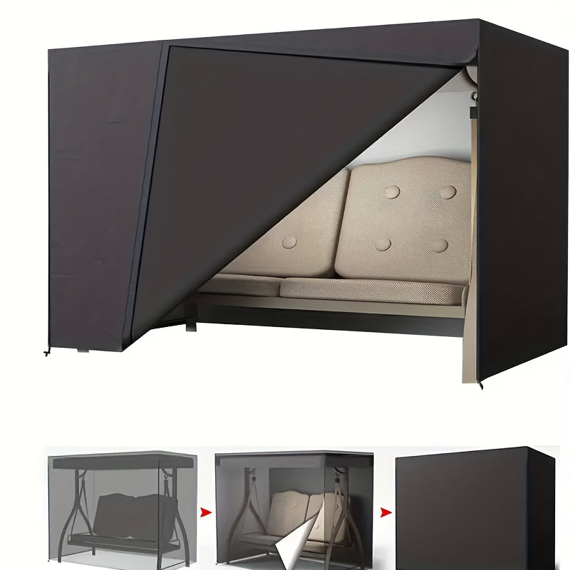Heavy Duty Outdoor Swing Cover for 2/3 Seat Patio Furniture Waterproof Oxford Cloth Black