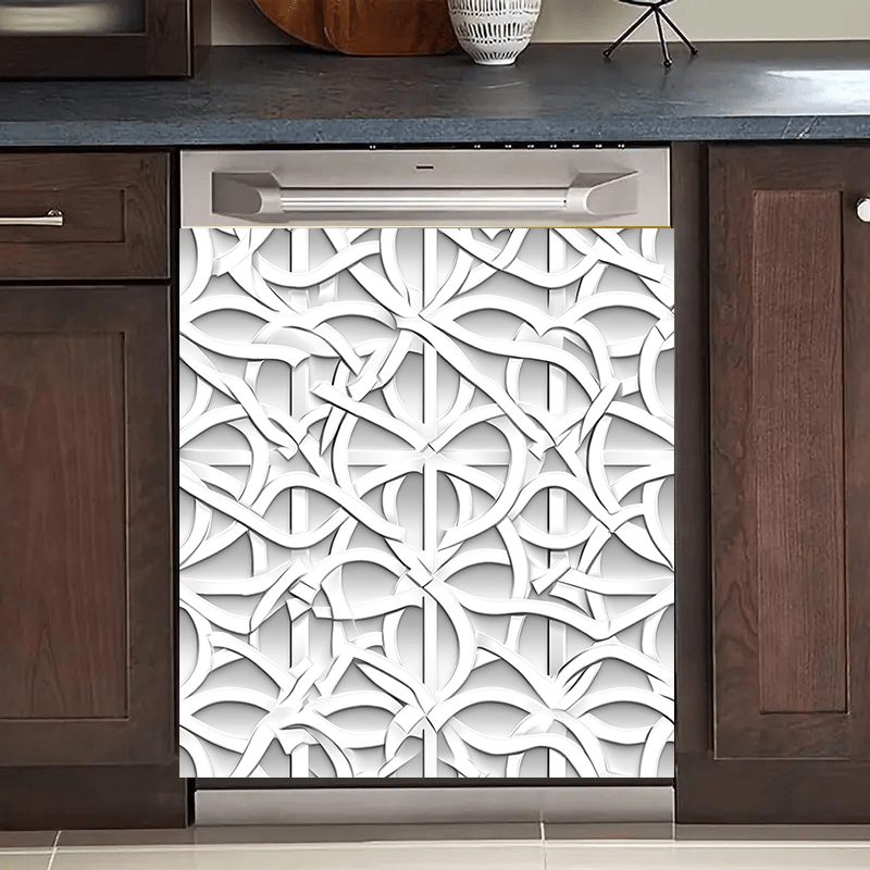 Oq geometrik reliefli suv o'tkazmaydigan PVC idish-tovoq magnit 58.5x65 sm uchun muzlatgich, kir yuvish mashinasi