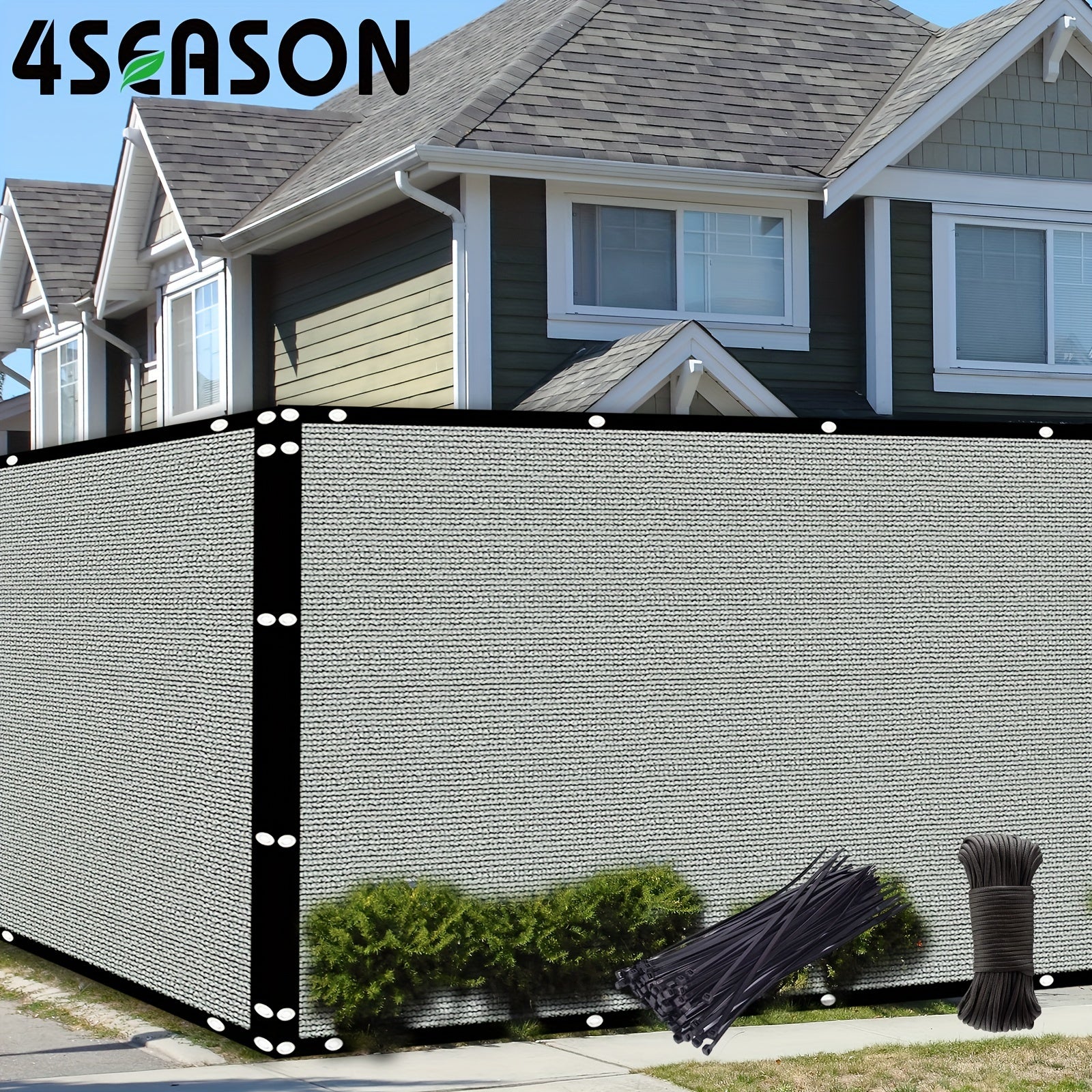 150GSM Gray Privacy Fence Screen for Outdoor Balcony Yard Pool Porch Windproof with Zip Ties
