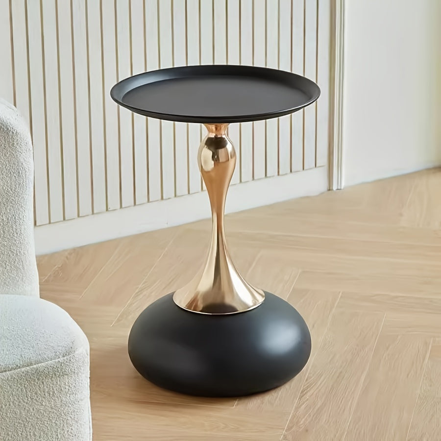 Glam Style Round Metal Side Table Unfinished Finish Portable Living Room End Table