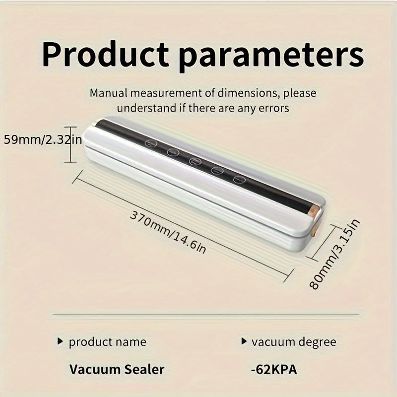 Беспроводной вакуумный упаковщик с USB-заряжаемой литиевой батареей для сохранения продуктов