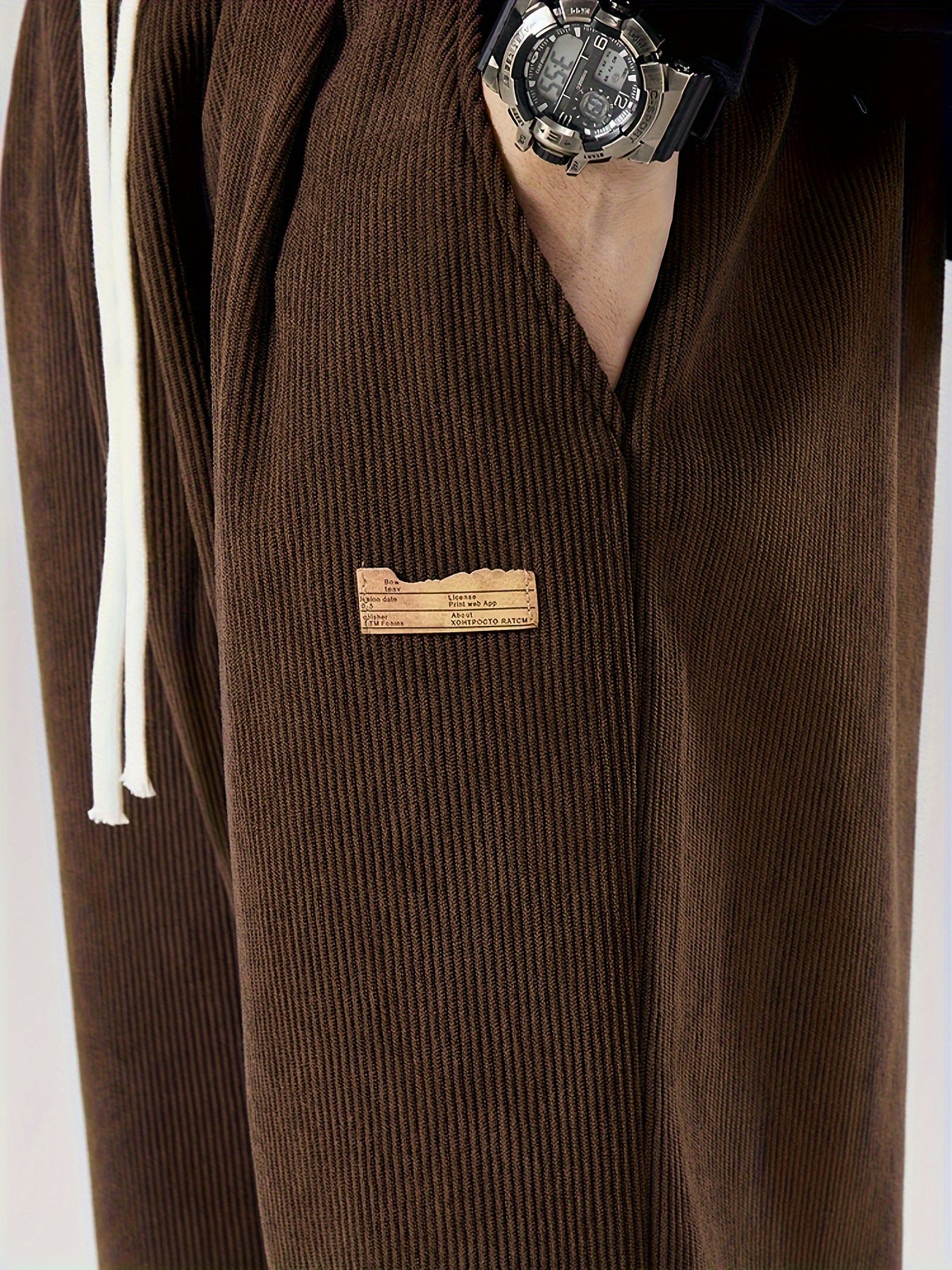 Pantalones de invierno de talla grande para hombre, casual, con patrón geométrico, tela de punto elástica, corte holgado