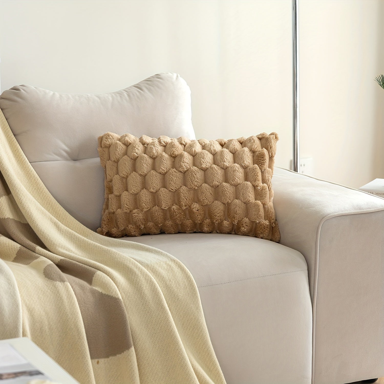 Krem shuba kreslo yostiq qoplami qishloq uy uslubi zamonaviy uy bezaklari 45.72cm x 45.72cm