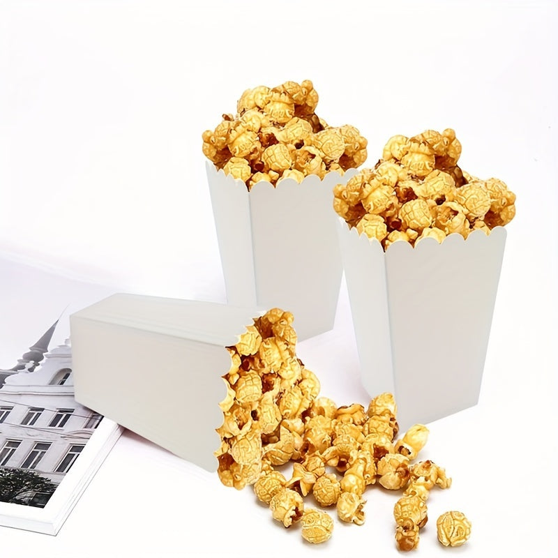 Disposable Black and White Paper Popcorn Boxes for Parties and Events 24pcs