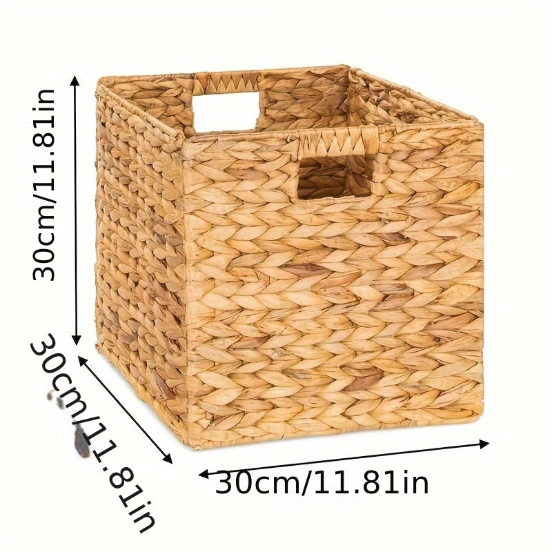 Juego de cuatro cestas de almacenamiento rústicas de ratán para estanterías, dormitorio, sala de estar, organización