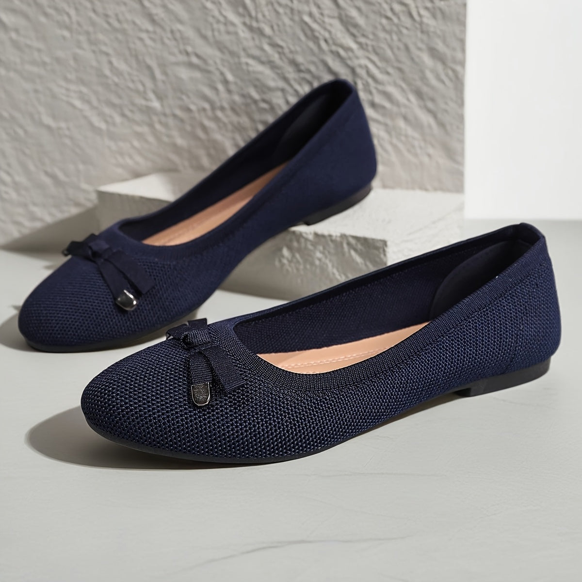 Women’s Casual Ballet Flats Soft Knit Fabric Round Toe Slip-Ons