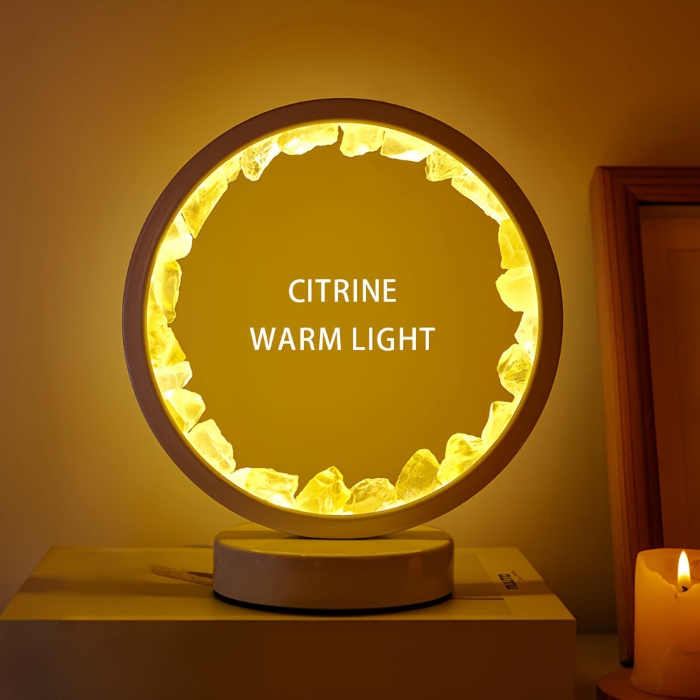 Rechargeable LED Lamp with Amethyst Quartz Cluster for Bedroom and Desk Decor