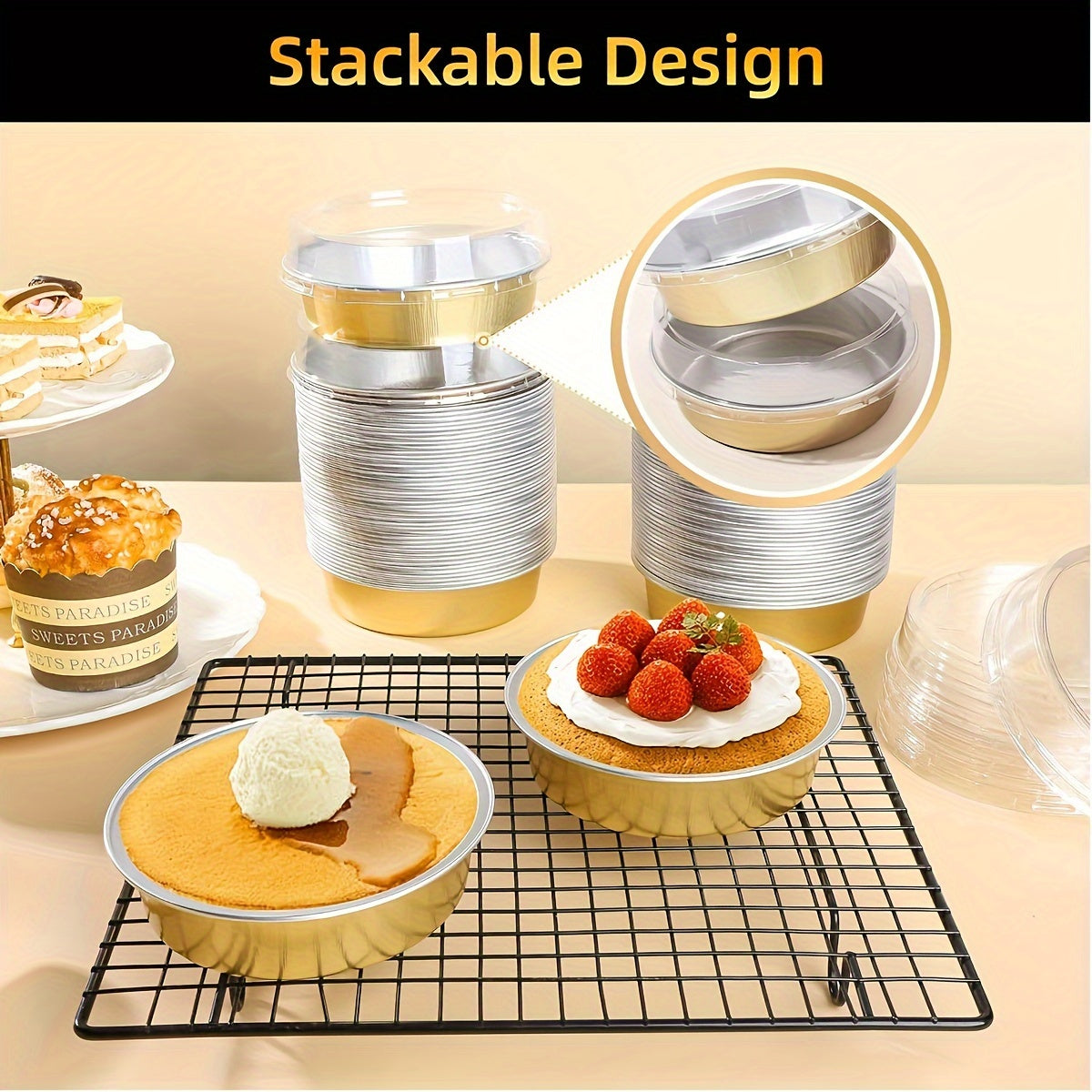 Set of 20 Disposable Aluminum Mini Pie Tins with Lids 8oz 10.16cm for Baking and Desserts
