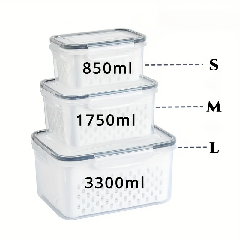 Double-Layer BPA-Free Food Storage Containers Set with Draining Lids Leakproof Stackable