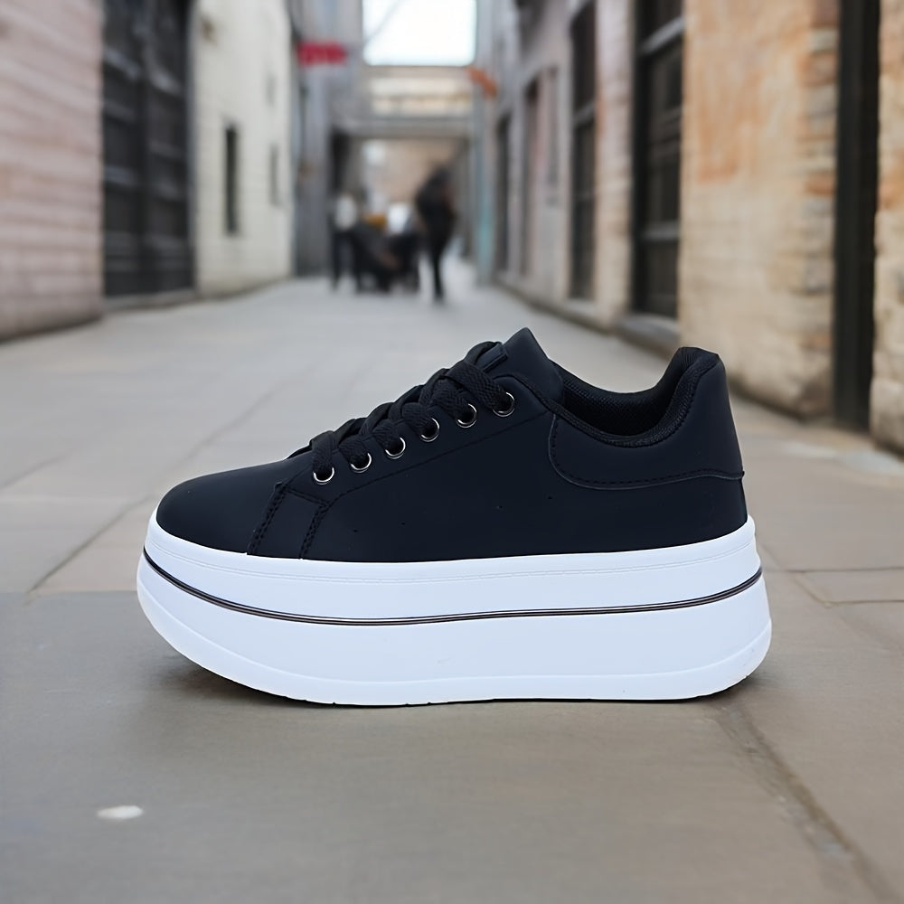 Women's Breathable Low-Top Sneakers Casual Running Fitness Black White