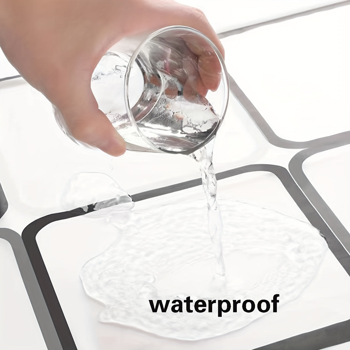 Geometric Pattern Waterproof Shower Curtain with Hooks PEVA Easy Clean Bathroom Decor