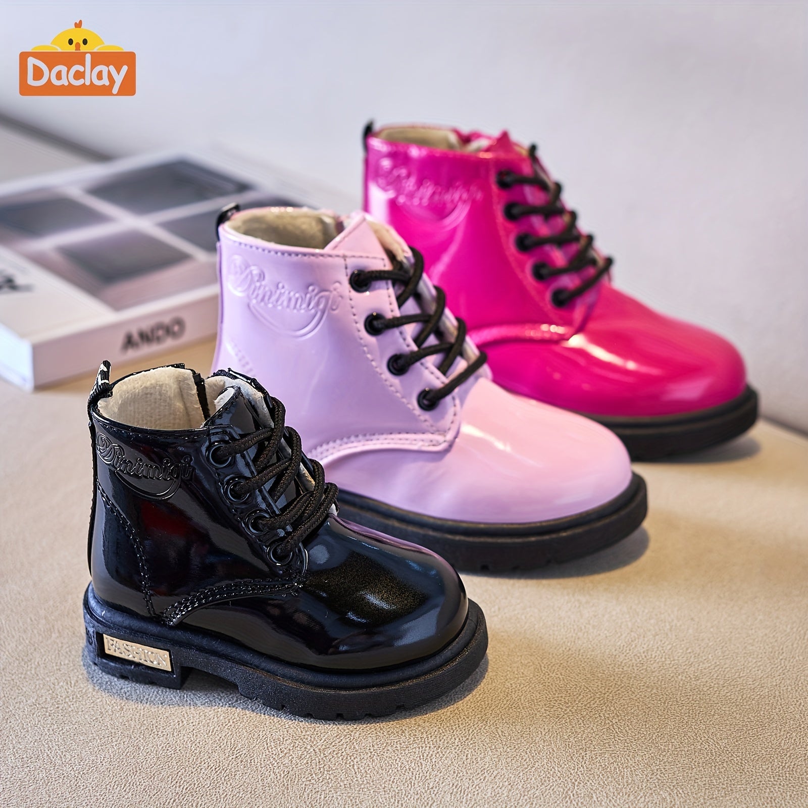 Kids Ankle High Boots Geometric Pattern All-Season Lace-Up Western Style Fabric Lining