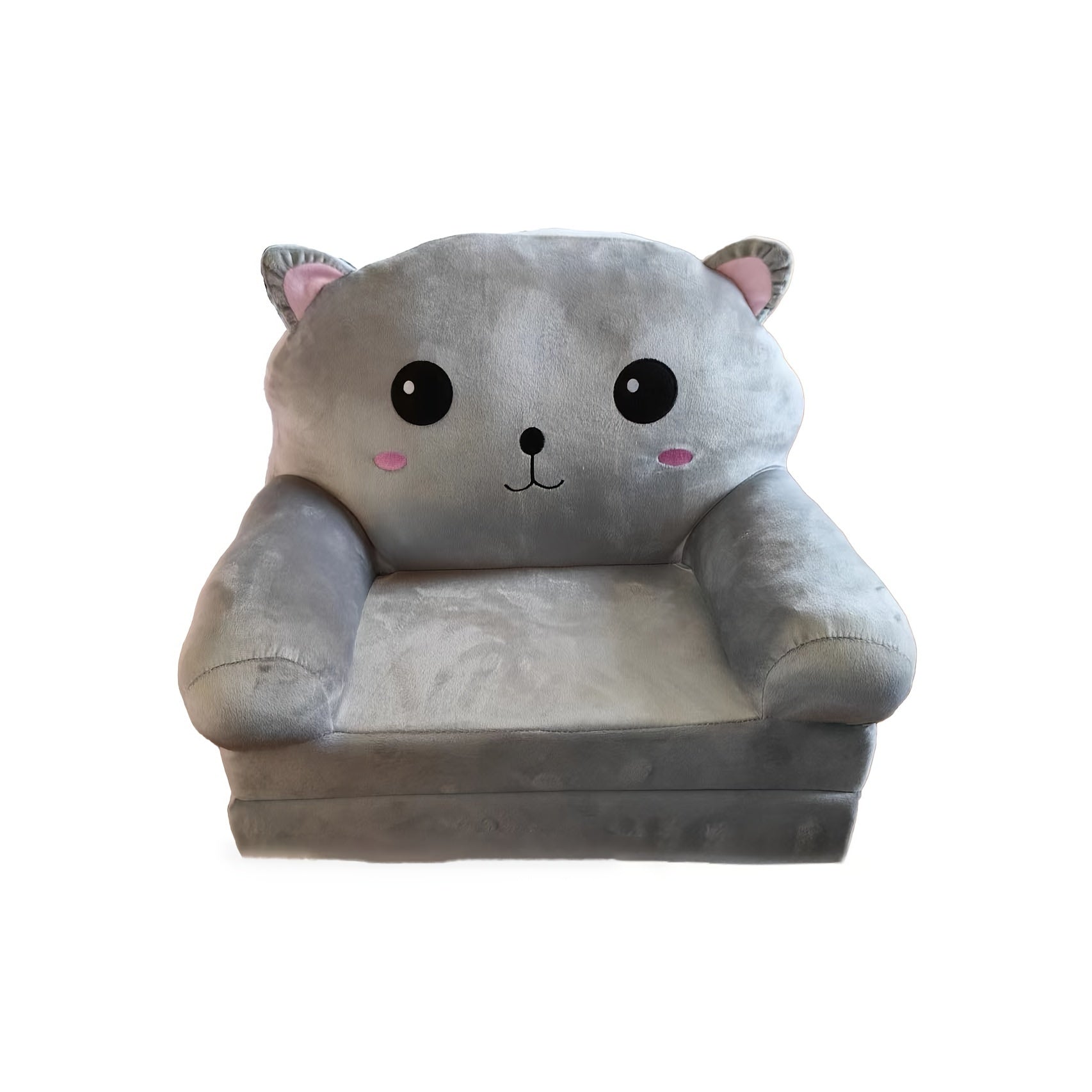 Foldable Kids Sofa Chair with Pillow Gray Cozy Recliner Lounge Seat