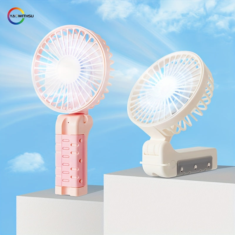 Foldable USB Rechargeable Umbrella Fan with Clip Mini Handheld Desk Fan 1200mAh Battery