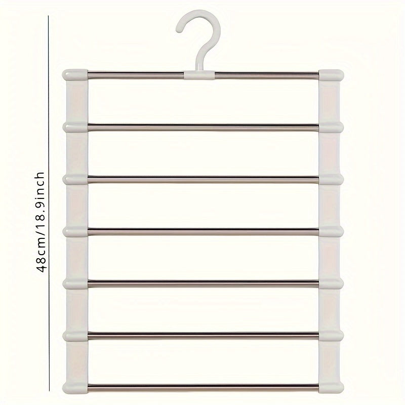 Foldable Pants Hanger with Stainless Steel Rods Multi-Layer Plastic Organizer for Retail Display