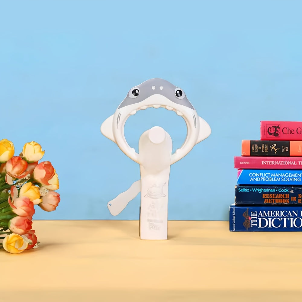 Cute Shark Handheld Fan Portable Mini Manual No Battery Required Pink Gray White Travel Party Gift
