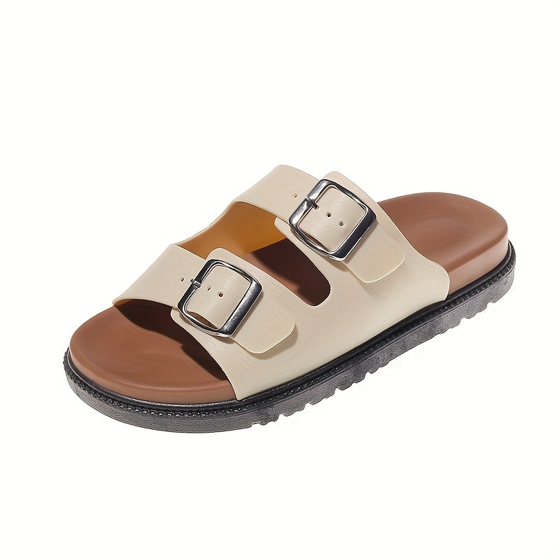 Ayollar uchun yopilmaydigan sandallar ochiq barmoqli yozgi plyaj poyabzali, yostiqlangan taglik bilan