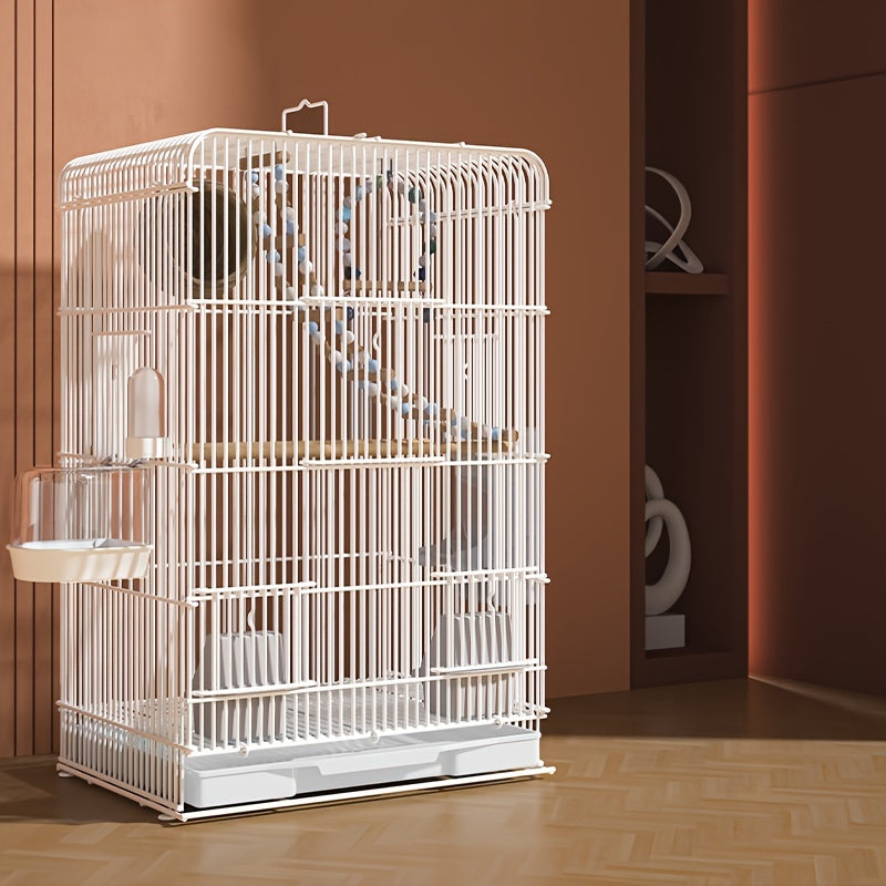 Large Metal Bird Cage for Parrots Budgies and Canaries Spacious Villa Style with Perches and Accessories