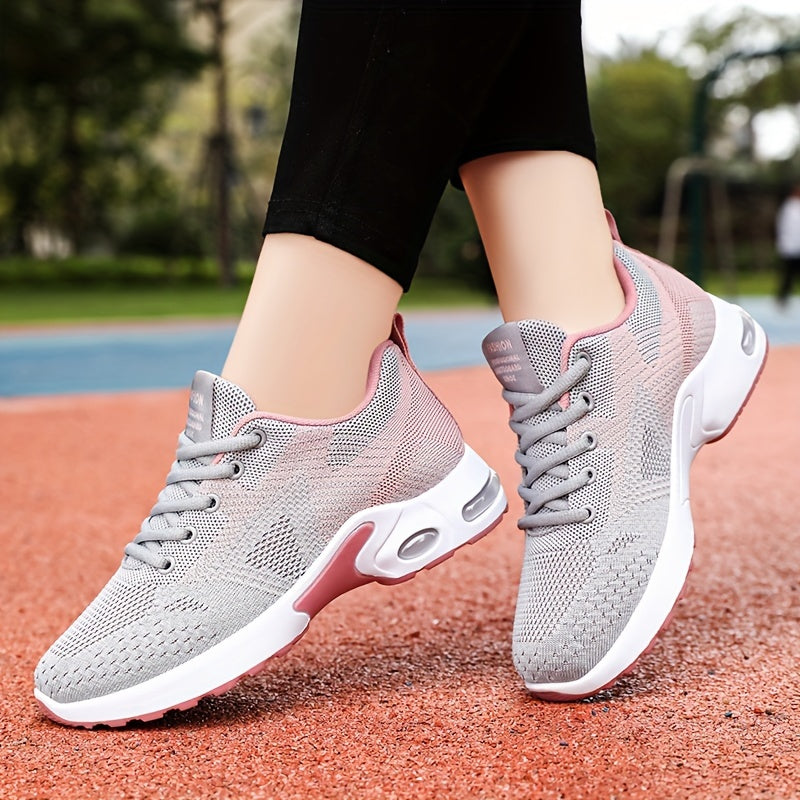 Zapatillas casuales de colorblock para mujer con cordones, ligeras, para caminar, talla grande