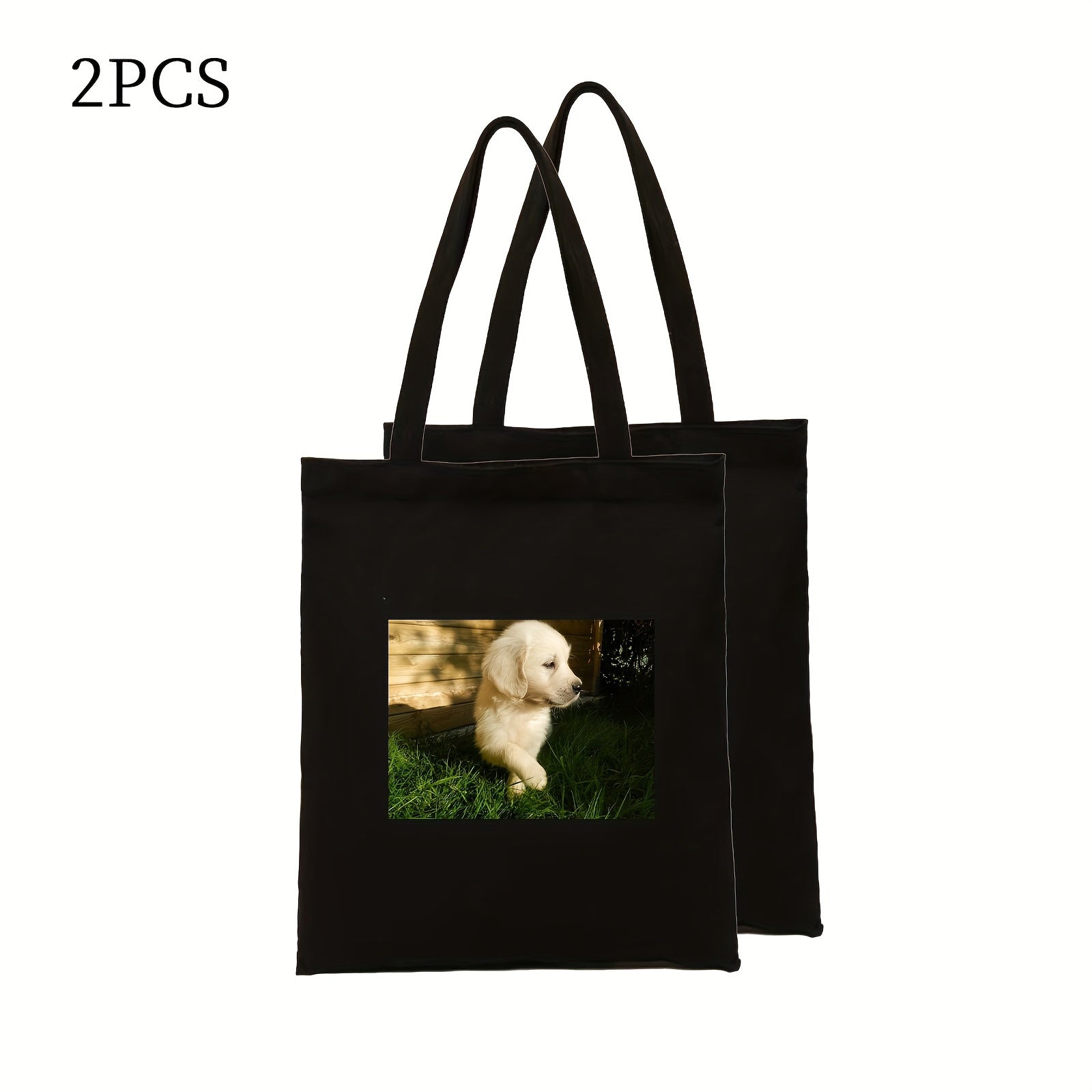 Customizable Canvas Bag Pack of 2 with Personal Photo Print in 3 Colors