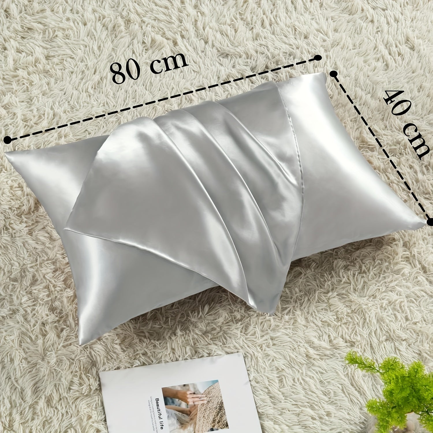 Luxurious Satin Pillowcases Solid Color Zipper Closure Skin-Friendly Hair-Protective