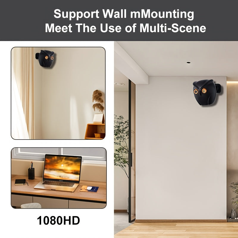 Owl-Shaped Indoor WiFi Security Camera with Night Vision 1080p HD USB Powered