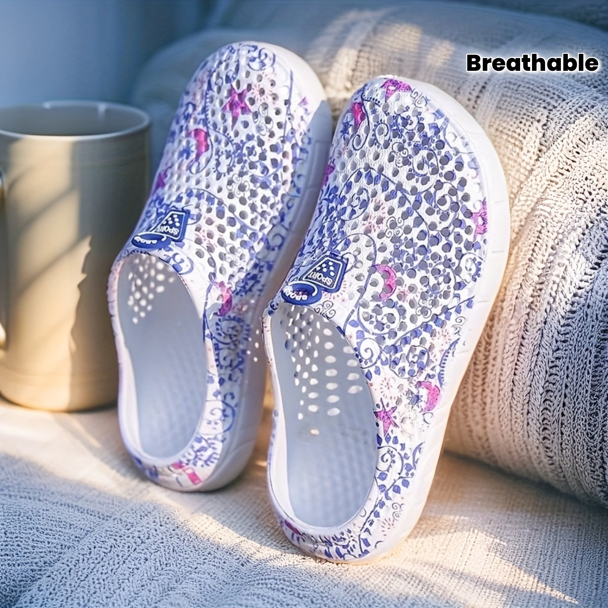 Women's Summer Shoes Breathable Star Moon Print Comfortable Footwear