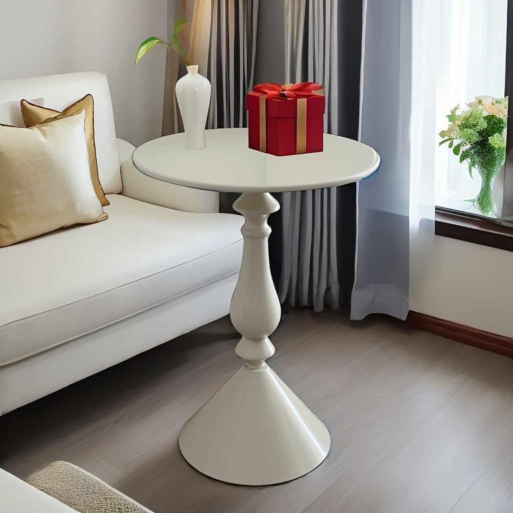 White Metal Side Table for Living Room Bedroom Balcony Portable Versatile