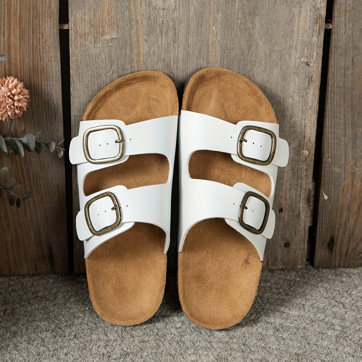 Women's Summer Flat Slippers Open Toe Cushioned Indoor Outdoor