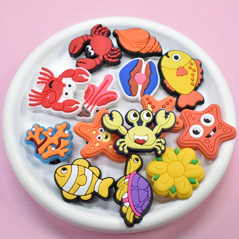 16pcs Ocean Animal Shoe Charms Set for Clogs and Sandals Durable PVC