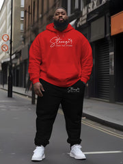 Men's Casual Hoodie Set with "Than The Storm" Print 100% Polyester Knit Fabric Regular Fit