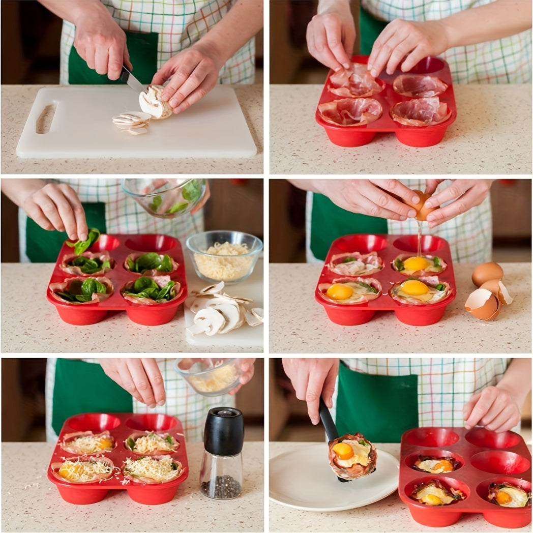 Silicone Muffin Pan 6 Cavity Non-Stick Cupcake Mold for Baking Pudding Kitchen Gadgets