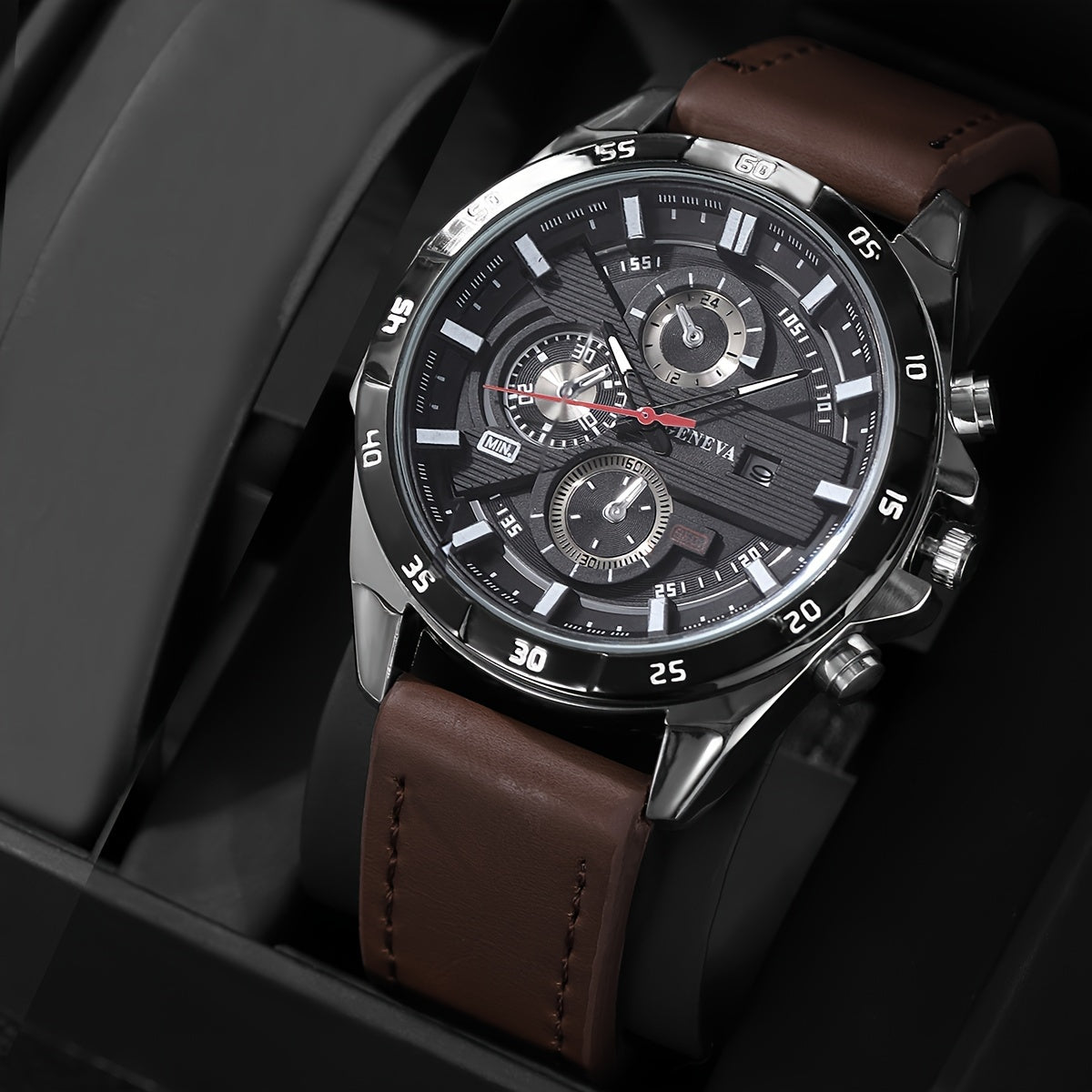 Men's Quartz Watch with Faux Leather Strap Business Style Calendar Non-Waterproof