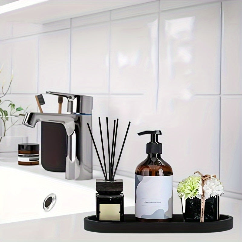 Bandeja de baño ovalada de silicona con dispensador de jabón y soporte para esponja