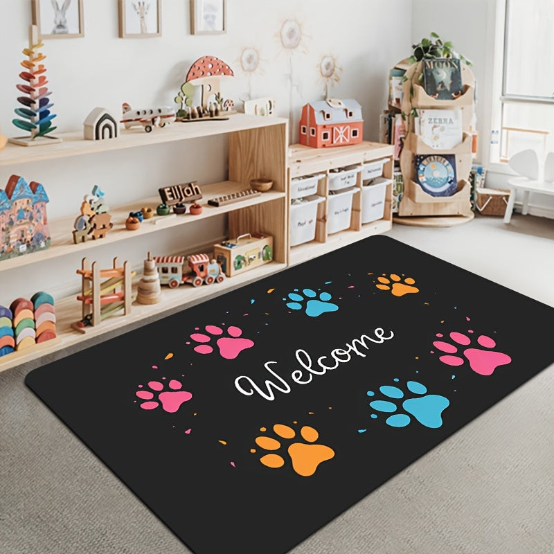 Paw Print Gaming Room Rug 8mm Thick Easy to Clean Durable Carpet for Any Room
