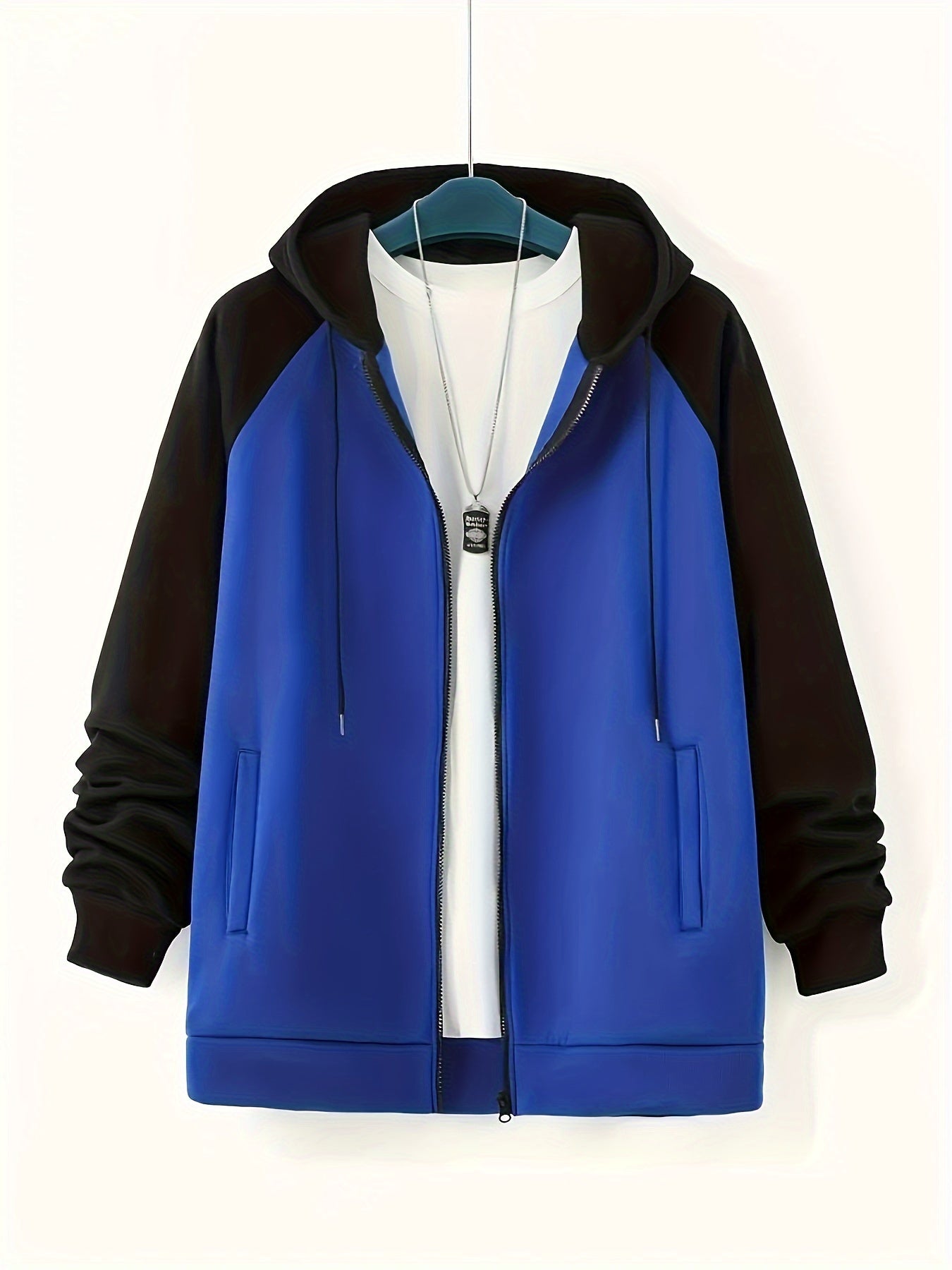 Men's Plus Size Hooded Jacket Contrast Colors Casual Knit Spring Fall Winter