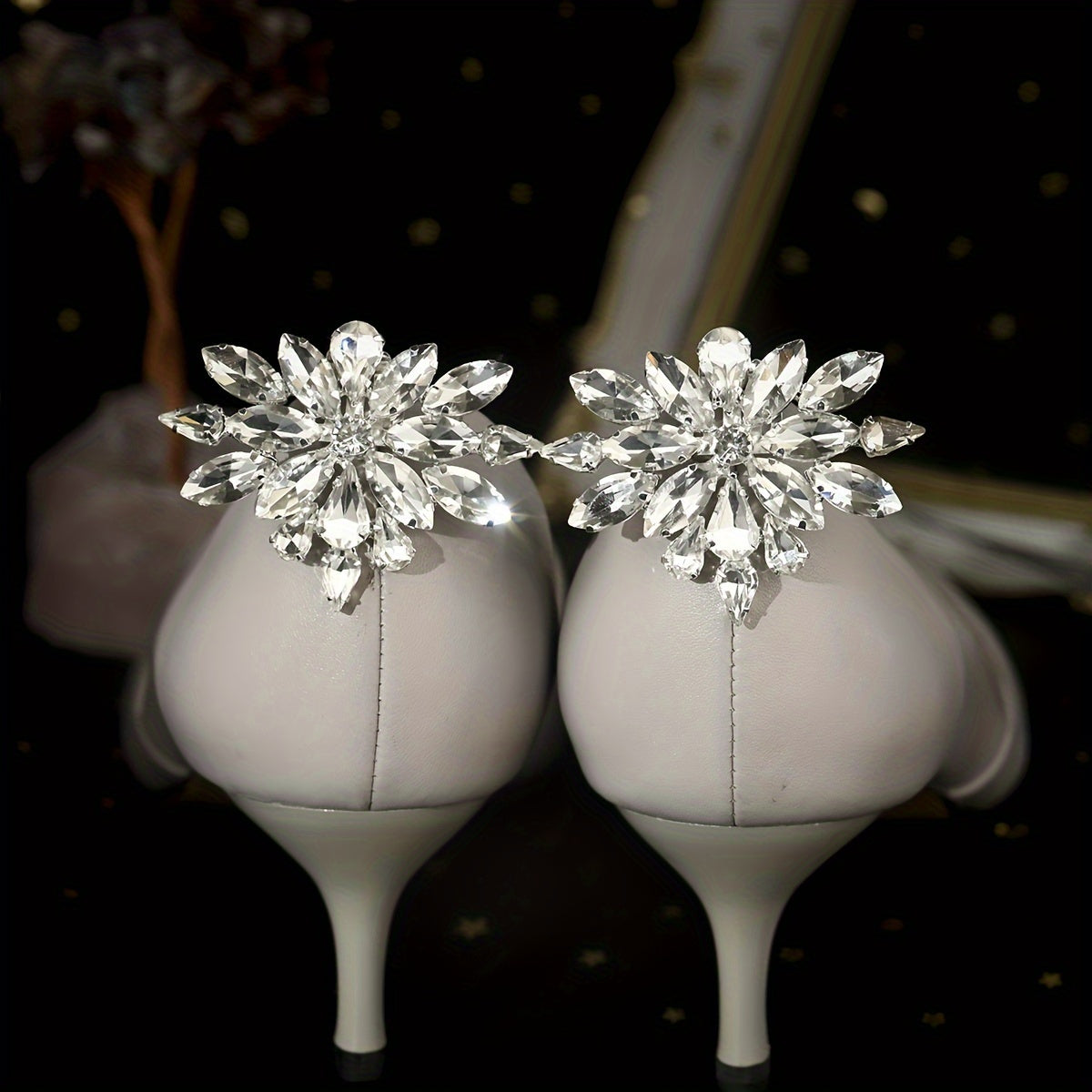 Women's Wedding Shoe Clips Glittering Rhinestone Buckles for Heels Dress Shoes Pair