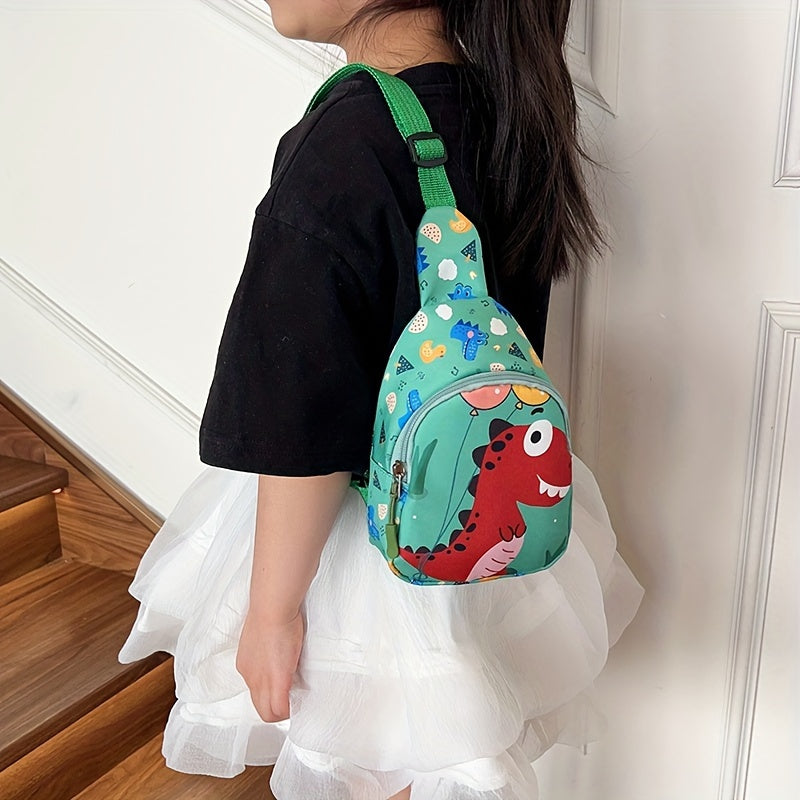 Kids' Nylon Chest Bag for Girls with Pattern, Adjustable Crossbody and Waist Bag