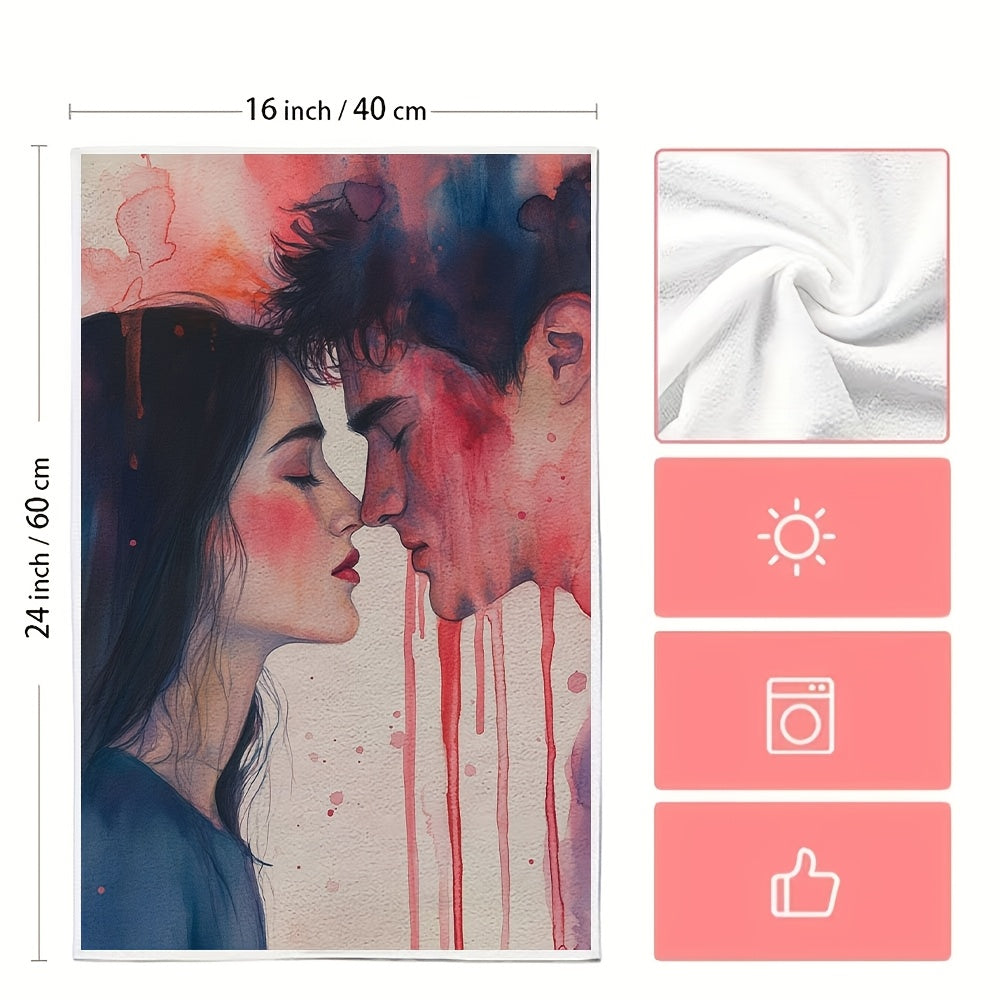 Coastal Theme Kitchen Towels Set of 2, Absorbent Polyester, 40x60 cm, Decorative Dish Towels