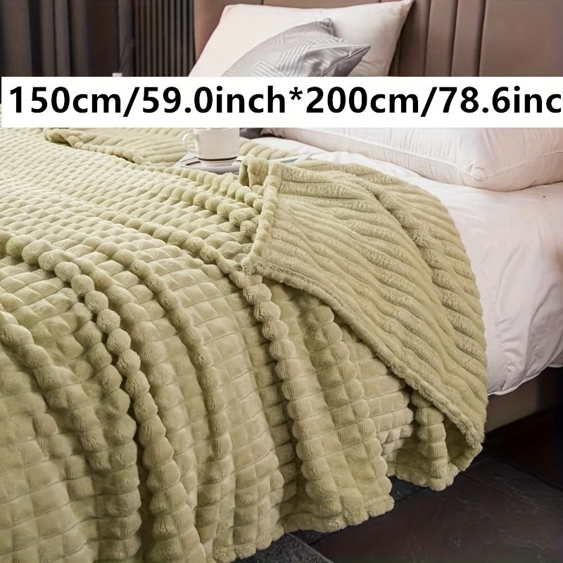 Плед из искусственного кроличьего меха в клетку - теплый и уютный плед для дивана, кровати или софы - мягкий и успокаивающий плед