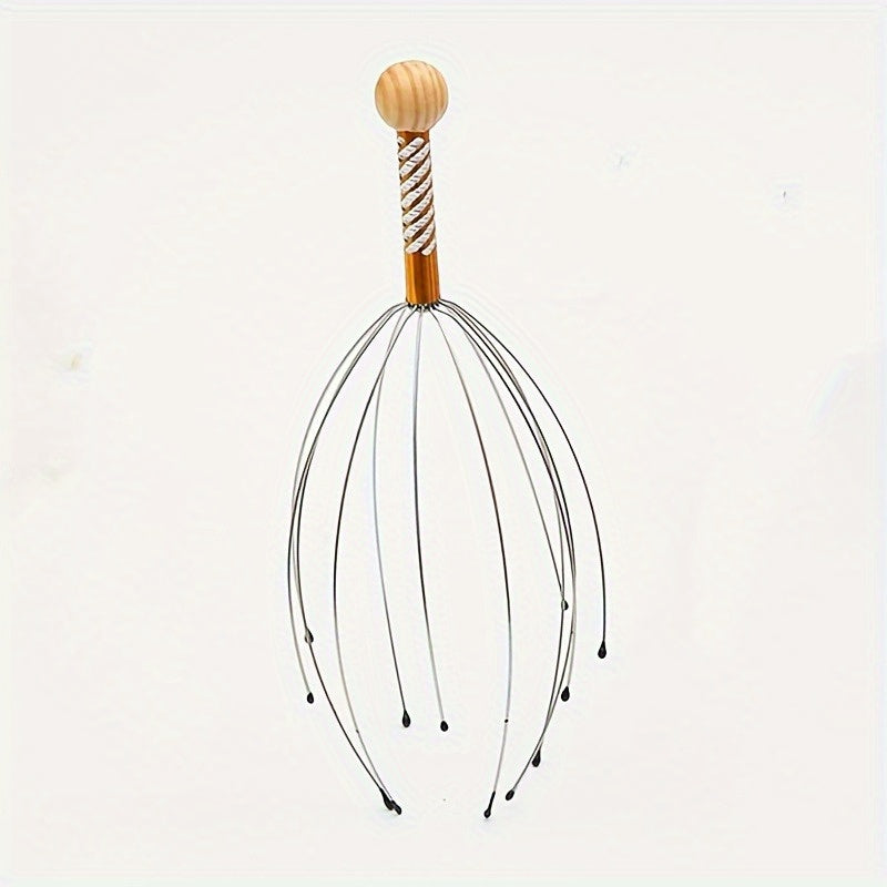 1 dona Oktopus Bosh Massaj Qulfi, Stressni Yengillashtirish uchun Metall Massajer - Simsiz, Uy va Sayohat uchun Ideal, Soch Parvarishi | Minimalistik Dizayn, Mustahkam Qurilish, Soch Bosh Massajchisi