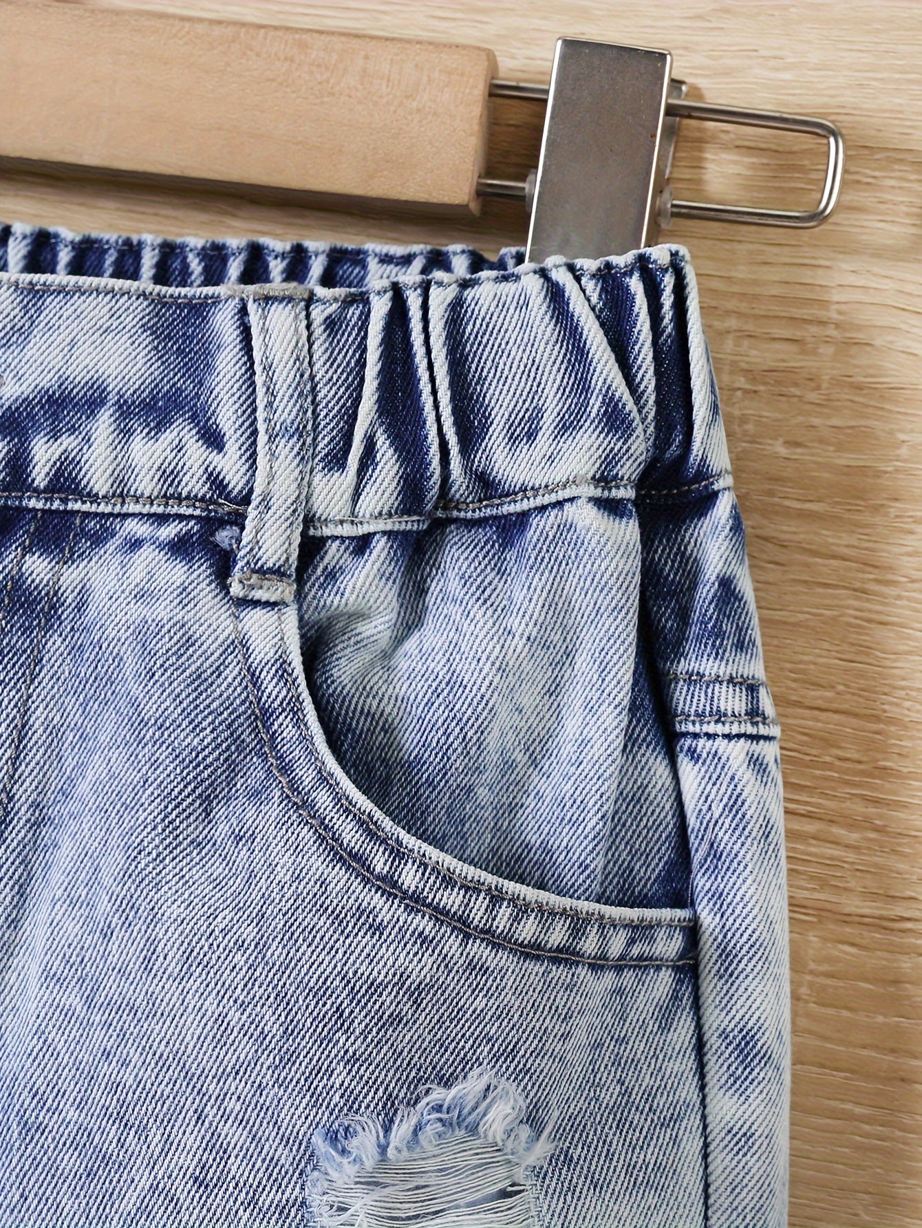 Girls' Denim Jeans Ripped Long Tapered Fit All-Season Casual