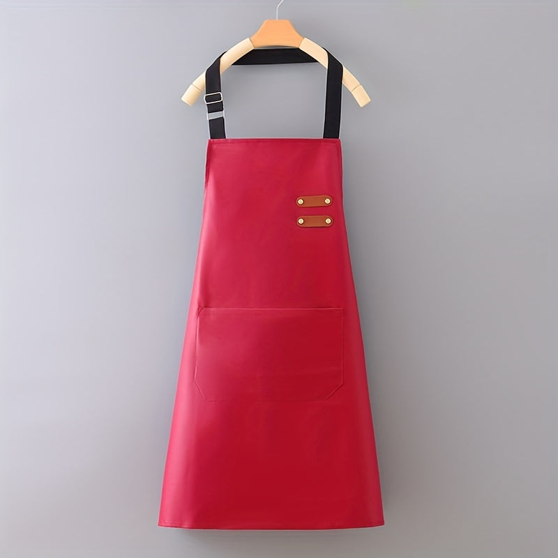 Fake Leather Apron for Cooking and Baking Durable Kitchen Apron with Adjustable Neck Strap
