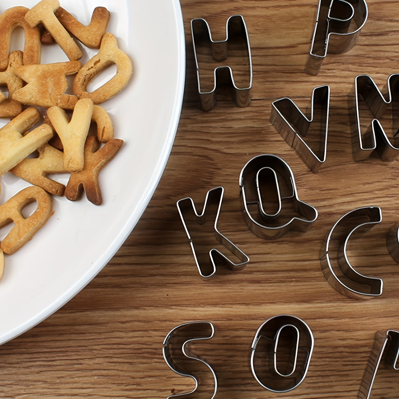 Set of 26 Stainless Steel Alphabet Cookie Cutters for Baking and Cake Decoration