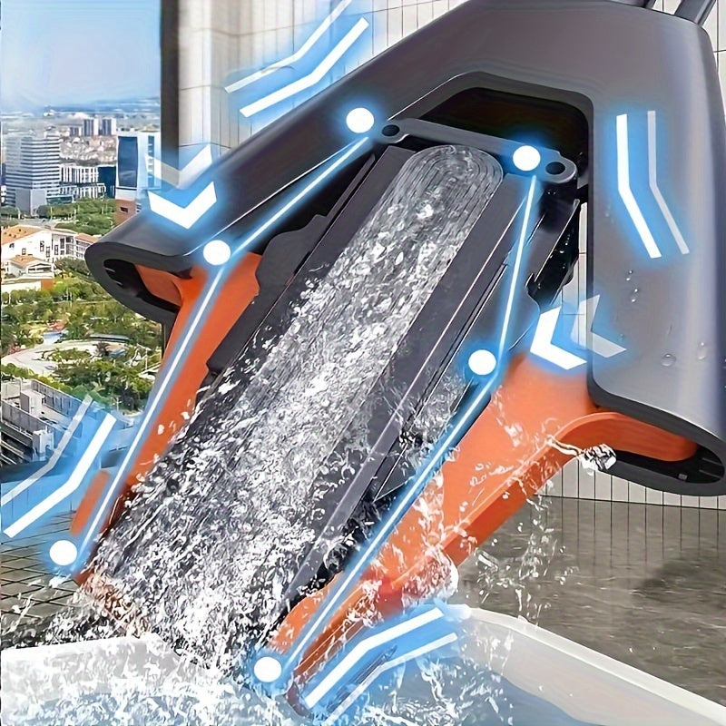 Stainless Steel Sponge Mop Set with 3 Refills Hands-Free Squeeze Floor Cleaner